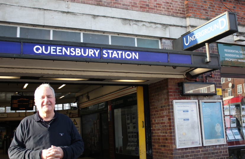 Bob Blackman standing outside Queensbury Station