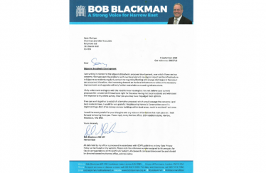 Bob writes to Ballymore